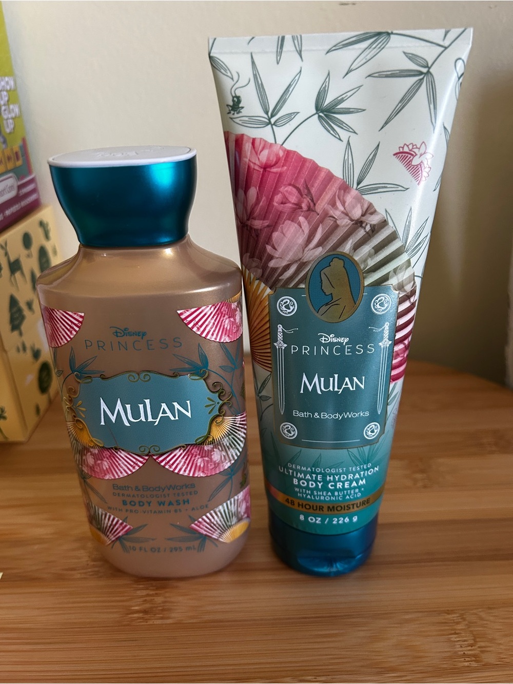 Bath & Body Works Mulan Body Wash & Cream - Teal, Pink, Gold